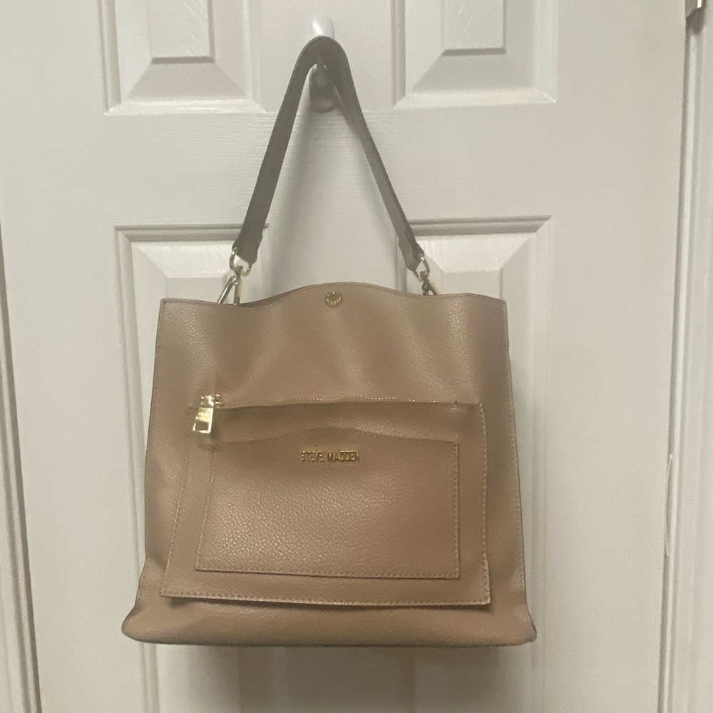 Steve Madden Nude leather shoulder bag handbag purse